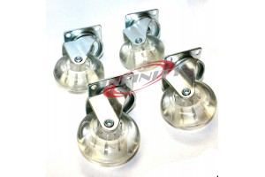  2" SWIVEL CASTER CLEAR WHEELS METAL BASE WITH BEARINGS SET